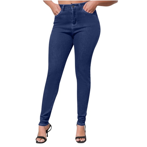 Jerdar Women's Fashionable High Waisted Hip Hugging Oversized Elastic Tight Fitting Washed Small Leg Jeans