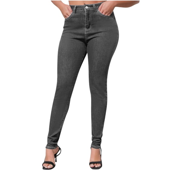 Jerdar Women's Fashionable High Waisted Hip Hugging Oversized Elastic Tight Fitting Washed Small Leg Jeans