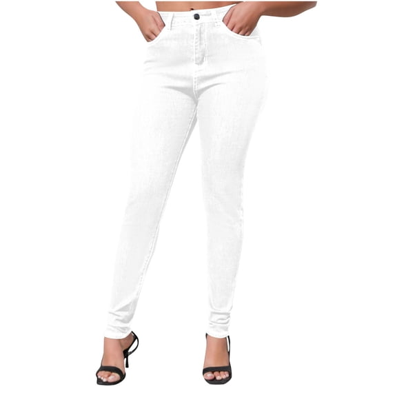 Jerdar Women's Fashionable High Waisted Hip Hugging Oversized Elastic Tight Fitting Washed Small Leg Jeans