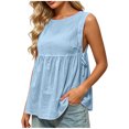thumbnail image 1 of Jerdar Women's Flowy Tank Tops Summer Pleated Peplum Sleeveless Shirts Scoop Neck Casual Babydoll Cami Tops XL, 1 of 7