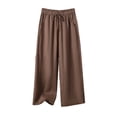 thumbnail image 1 of Jerdar Women's Lightweight Linen Capri Pants Summer Wide Leg Pocket Drawstring Elastic Waist Pants XXL, 1 of 9