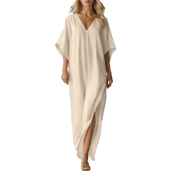 Jerdar Women's Long Kaftan Bohemian Cardigan Beach Swimsuit Cover Up Dress Plus Size High Slit Robe XL