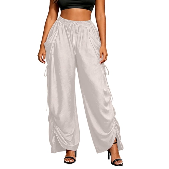 Jerdar Women's Palazzo Pants Wide Leg Lounge Convertible Maxi Skirt with Pockets Casual Comfy Trousers L