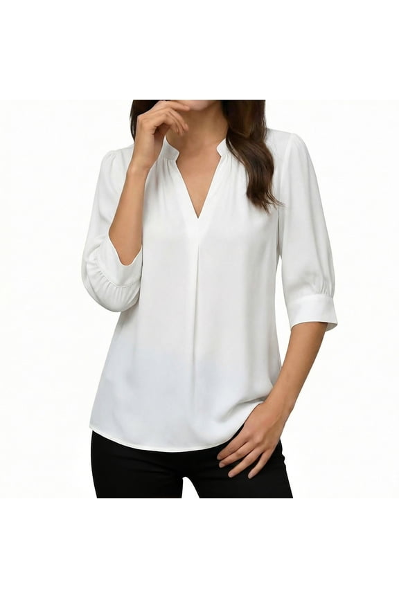 Women's Petite 3/6 Sleeve Pintuck Blouse XXL