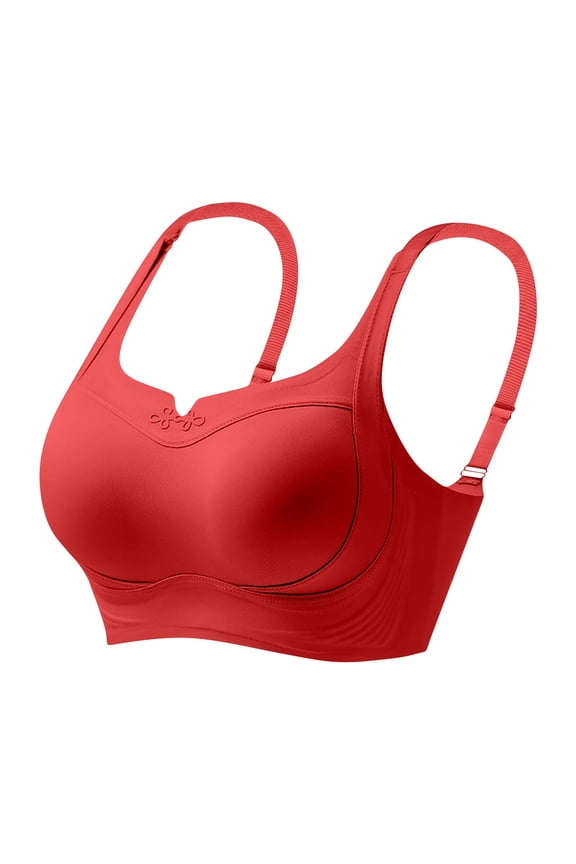Women's Plus Size Full Coverage Wireless Bras Supportive Wide Strap Comfort Bra for Sagging Breasts No Back Fat Minimizer Bra 80