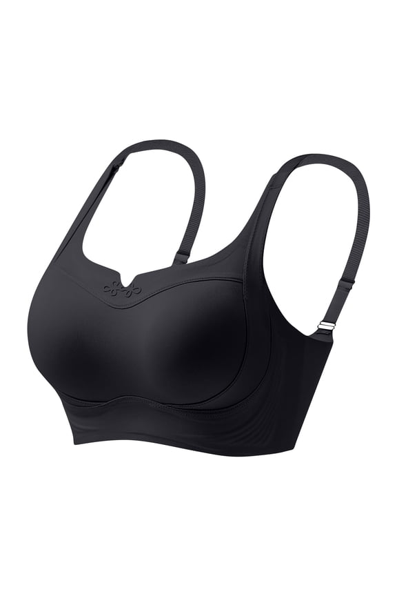 Women's Plus Size Full Coverage Wireless Bras Supportive Wide Strap Comfort Bra for Sagging Breasts No Back Fat Minimizer Bra 90