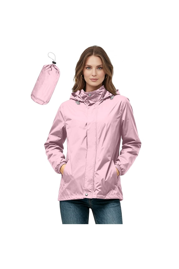 Women's Rain Jacket Waterproof Lightweight Packable Raincoat with Hood for Golf Hiking Travel Windbreaker XXL