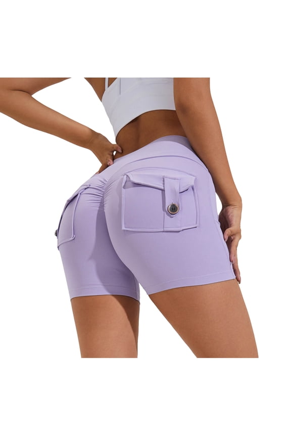 Women's Short Imitation Denim Hip Lift Fitness High Waist Stretch Exercise Yoga Pants S