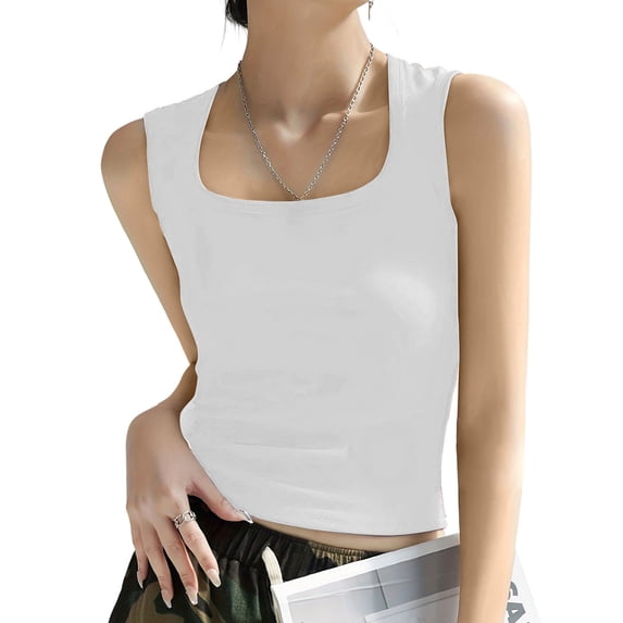 Jerdar Women's Sleeveless Scoop Neck Ribbed Tank Tops Lightweight Fitted Cami Tee Shirts L