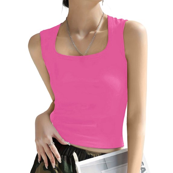 Jerdar Women's Sleeveless Scoop Neck Ribbed Tank Tops Lightweight Fitted Cami Tee Shirts S
