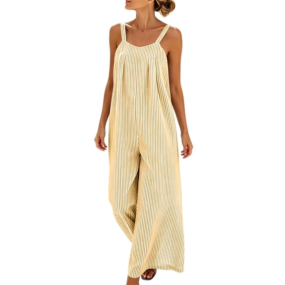 Jerdar Women's Sleeveless Wide Leg Striped Jumpsuit Casual Summer Loose Romper With Pockets 2026 M