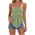 thumbnail image 1 of Jerdar Women's Smocked Tube Tops Flowy Ruffle Sleeveless Peplum Bandeau Babydoll Cami Tank M, 1 of 7