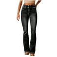 thumbnail image 1 of Jerdar Women's Solid Color High Waist Button Pockets Full Length Pants Jeans, 1 of 5