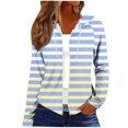 thumbnail image 1 of Jerdar Women's Striped Gradient Zip Up Hoodie Long Sleeve Casual Hooded Jacket with Pockets for Spring Daily Wear L, 1 of 6