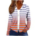 thumbnail image 1 of Jerdar Women's Striped Gradient Zip Up Hoodie Long Sleeve Casual Hooded Jacket with Pockets for Spring Daily Wear XXL, 1 of 6