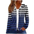 thumbnail image 1 of Jerdar Women's Striped Gradient Zip Up Hoodie Long Sleeve Casual Hooded Jacket with Pockets for Spring Daily Wear XXL, 1 of 6