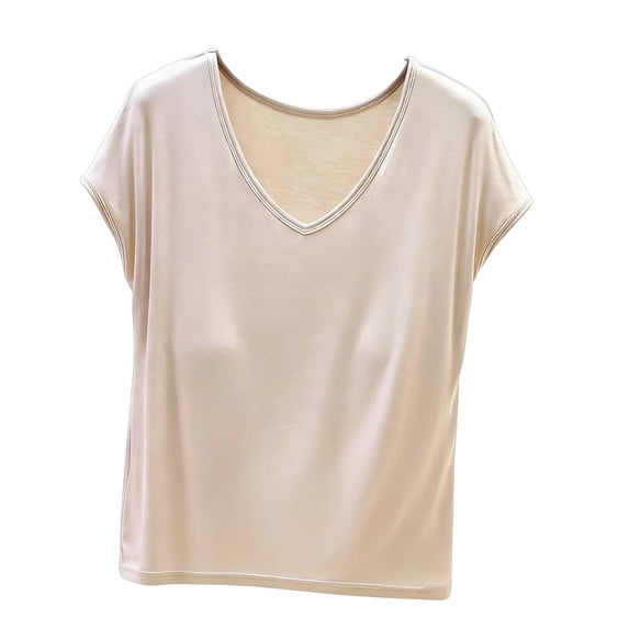 Jerdar Women's Summer Casual V Neck Shirt Short Sleeve Oversized T Shirts Daily Wear Tee Tops L