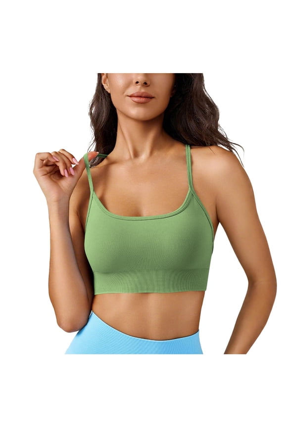 Women's Yoga Racerback Bras Buttery Soft Low Support Scoop Neck Y-Back Thin Strap Sports Bra - FlexFlow L