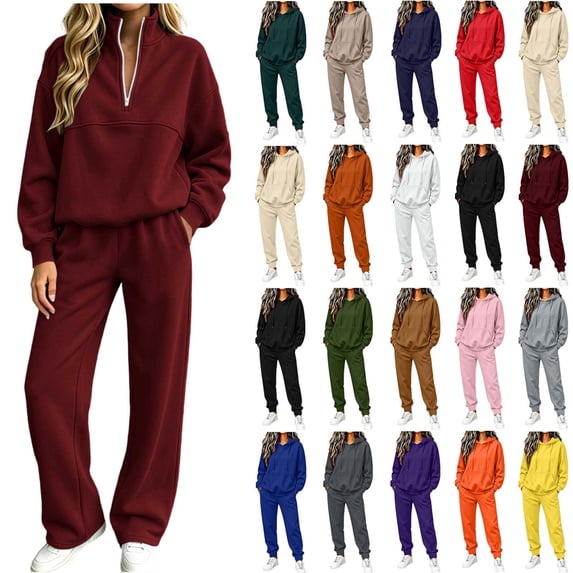 Jerdar Womens 2 Piece Lounge Set Hoodie Jogger Pants Oversized Solid Color Drawstring Pocket Elastic Waistband Casual Fall Winter Travel Outfits S