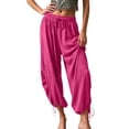 thumbnail image 1 of Jerdar Womens Balloon Pants Summer Flowy Wide Leg Pants Adjustable Drawstring Vacation Beach Pants S, 1 of 6