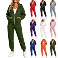 thumbnail image 1 of Jerdar Womens Matching Sweatsuit Zip Up Hoodie Jogger Pants Oversized Drop Shoulder Side Pockets Casual Workout Lounge Fall Winter Outfits M, 1 of 9