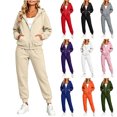 thumbnail image 1 of Jerdar Womens Matching Sweatsuit Zip Up Hoodie Jogger Pants Oversized Drop Shoulder Side Pockets Casual Workout Lounge Fall Winter Outfits XXL, 1 of 9