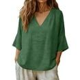 thumbnail image 1 of Jerdar Womens Oversized Summer Sweater Half Sleeve Batwing V Neck Dolman Sleeve Trendy Casual Knit Tops M, 1 of 8