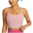 thumbnail image 1 of Jerdar Womens Scoop Neck Longline Padded Sports Bra Adjustable Strappy Butter Workout Crop Tank Top,Light Compression Comfy Regular Solid L, 1 of 4