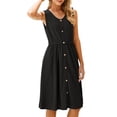 thumbnail image 1 of Jerdar Womens Sleeveless Sundress Summer Casual Eyelet Button Down Short Dress Flowy Beach Tank Mini Dress with Pocket L, 1 of 9