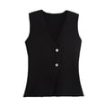 thumbnail image 1 of Jerdar Womens Sleeveless Vest Knit V Neck Button Fashion Casual Loose Spring Summer Waistcoat Cardigan L, 1 of 2