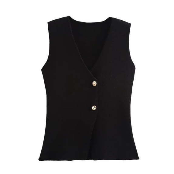 Jerdar Womens Sleeveless Vest Knit V Neck Button Fashion Casual Loose Spring Summer Waistcoat Cardigan L
