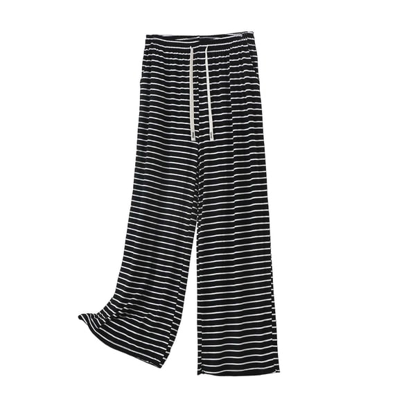 Jerdar Womens Striped Ribbed Wide Leg Pants Casual Drawstring Elastic Waist Baggy Sweatpants with Pockets Comfy Exercise XL