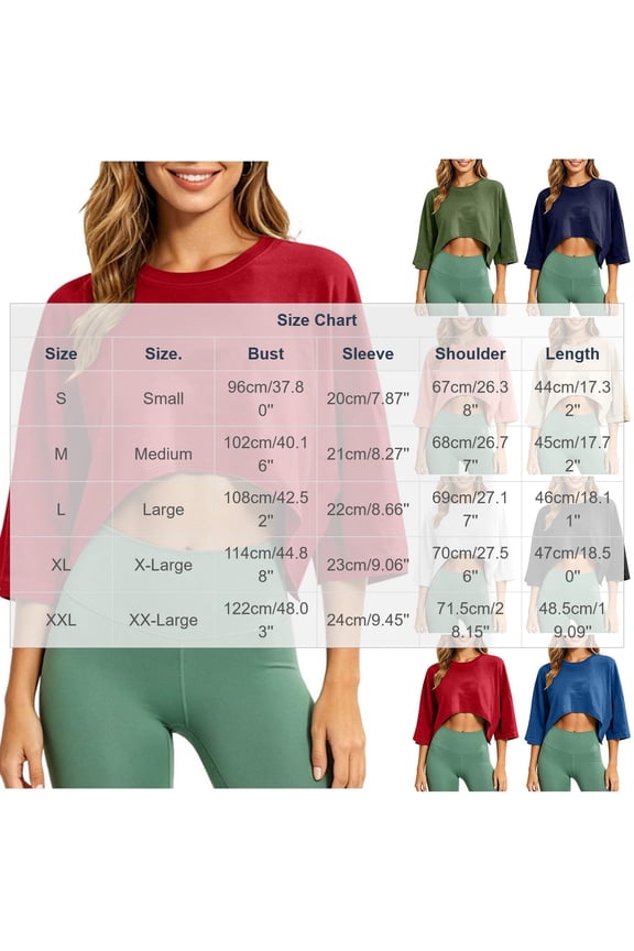 Womens Summer Cropped Tops Casual Short Sleeve Drop Shoulder Loose Fit Lightweight Crop Workout T Shirts S