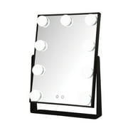 Jerdon 11.5 inch x 15.75 inch Rectangular Makeup Mirror,Black Frame, Multiple LED Light Settings - Model JHW100B