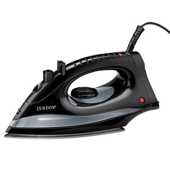 Jerdon Hotel Iron - Mid-Size, Black Clothing Iron - Dual Auto Shut-Off - 9-Foot Cord - 1200 Watts - J513B