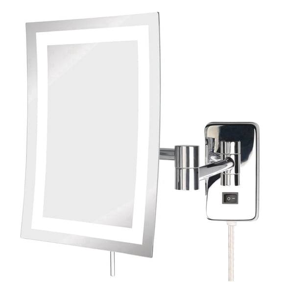 Jerdon Rectangular Wall Mount Makeup Mirror with 5X Magnification - Lighted Makeup Mirror with 6-foot Power Cord - Chrome Finish - Model JRT710CL