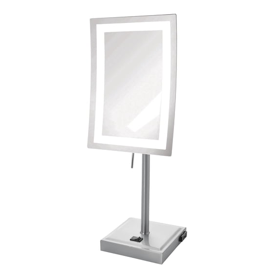 Jerdon Lighted Makeup Mirror with 5X Magnification - Rectangular Tabletop Vanity Mirror with Bright LED Lighting, Nickel Finish, 6.5" x 9" - Model JRT910NL