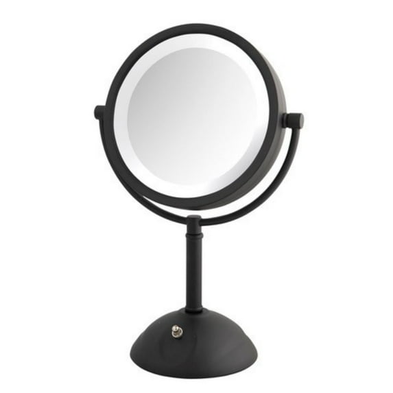 Jerdon 8.5" Diameter Makeup Mirror with Variable Light, 8X-1X Magnification, Black Finish, Plug In-Model HL8808BKL