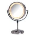 thumbnail image 1 of Jerdon LED Lighted Makeup Mirror with 5X Magnification – Tabletop Magnifying Mirror with 8.5" Diameter - Nickel Finish - Model HL745NC, 1 of 10