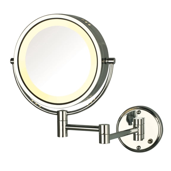 Jerdon 8.5 inch Diameter Wall-Mounted Lighted Makeup Mirror with 8X-1X Magnification, Chrome Finish, Direct Wire-Model HL75CD