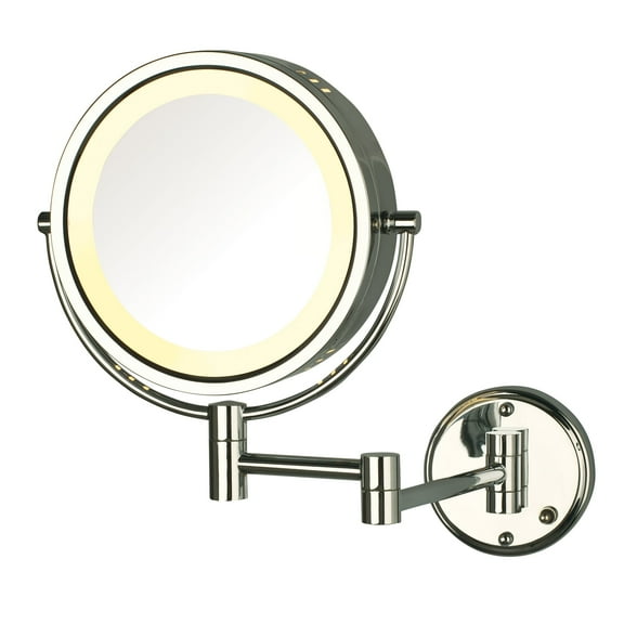 Jerdon 8.5 inch Diameter Wall-Mounted Lighted Makeup Mirror with 8X-1X Magnification, Chrome Finish, Direct Wire-Model HL75CD
