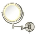 thumbnail image 1 of Jerdon 8.5 inch Diameter Wall-Mounted Lighted Makeup Mirror with 8X-1X Magnification, Nickel Finish, Plug In-Model HL75N, 1 of 5