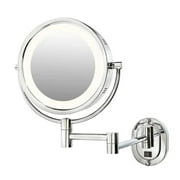 Jerdon Wall-Mounted Makeup Mirror with 5X Magnification - Chrome Makeup Mirror with LED Lights - Direct Wire - Model HL65CD