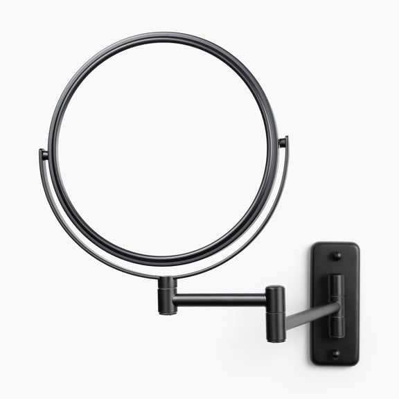 Jerdon Wall-Mounted Magnifying Mirror - Bathroom Makeup Mirror with 5X Magnification - 8-Inch Diameter - Black - Model JP7506BK