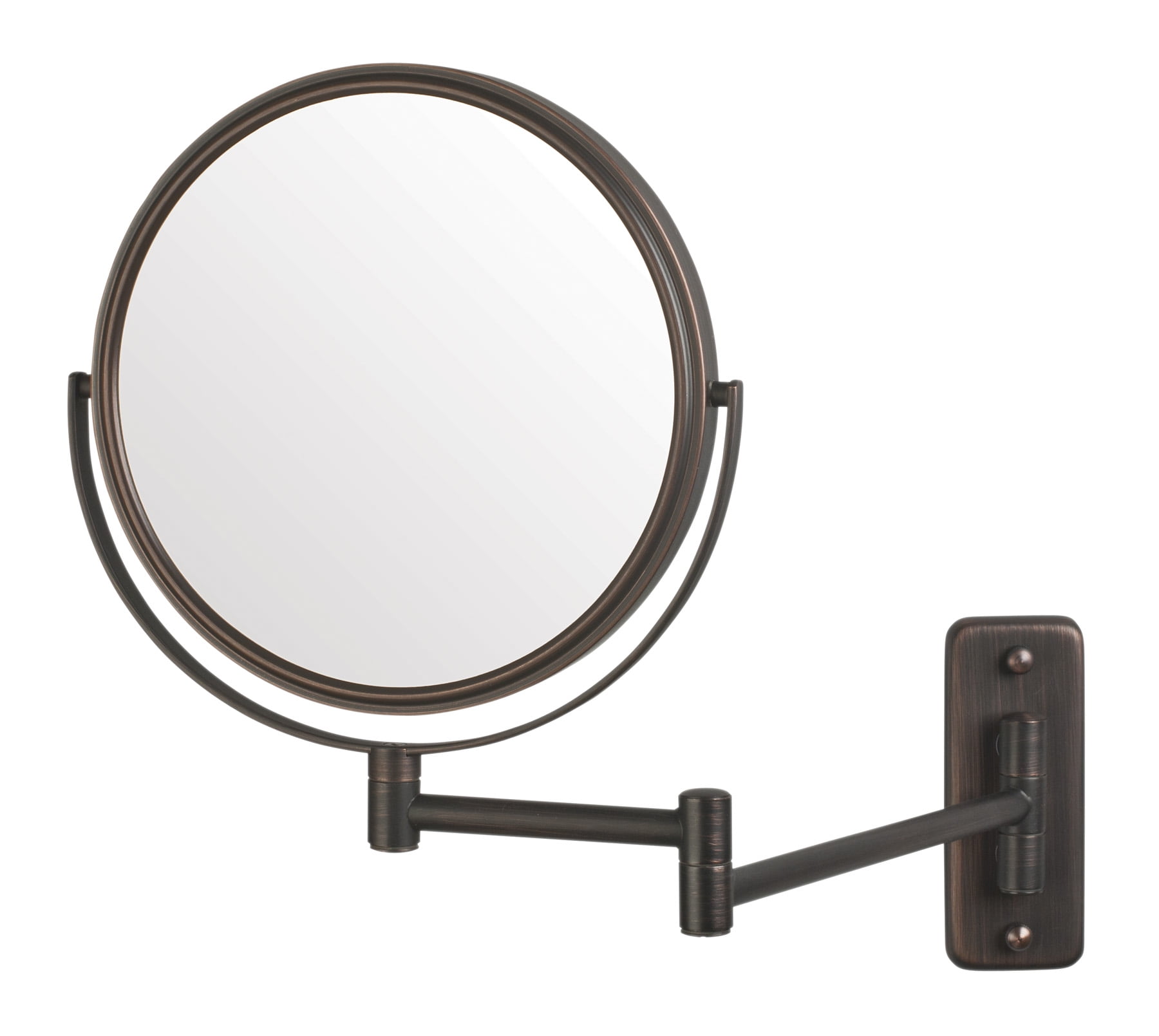 Jerdon 8 inch Diameter TwoSided WallMounted Makeup Mirror with 5x 1x Magnification, Bronze