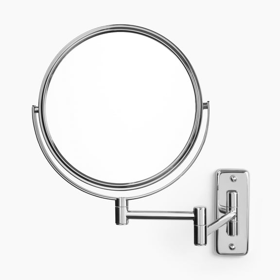 Jerdon Wall-Mounted Magnifying Mirror - Bathroom Makeup Mirror with 5X Magnification - 8-Inch Diameter - Chrome Finish - Model JP7506CF