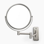Jerdon Wall-Mounted Magnifying Mirror - Bathroom Makeup Mirror with 5X Magnification - 8-Inch Diameter - Nickel Finish - Model JP7506N