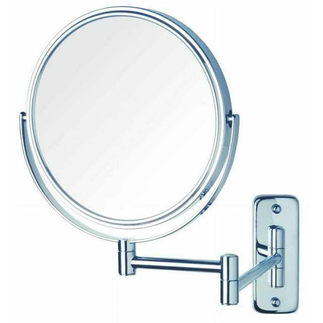 Jerdon 8 inch Diameter Two-Sided Wall-Mounted Makeup Mirror with 8X-1X Magnification, Chrome Finish - Model JP7808C
