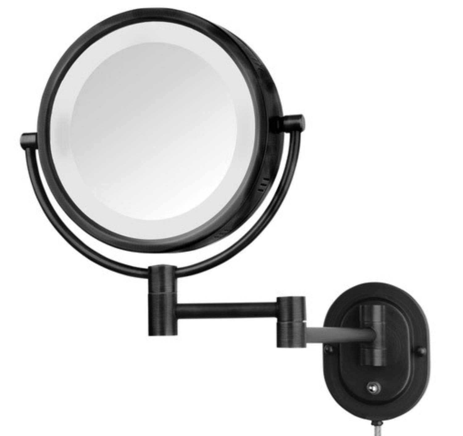 Jerdon 8inch TwoSided Lighted Makeup Mirror, 5X1X Magnification