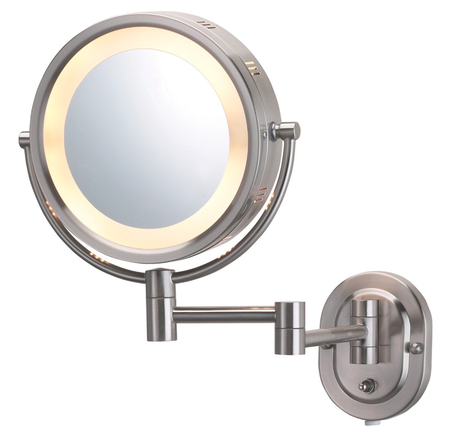 Jerdon 8inch TwoSided Lighted Makeup Mirror, 5X1X Magnification